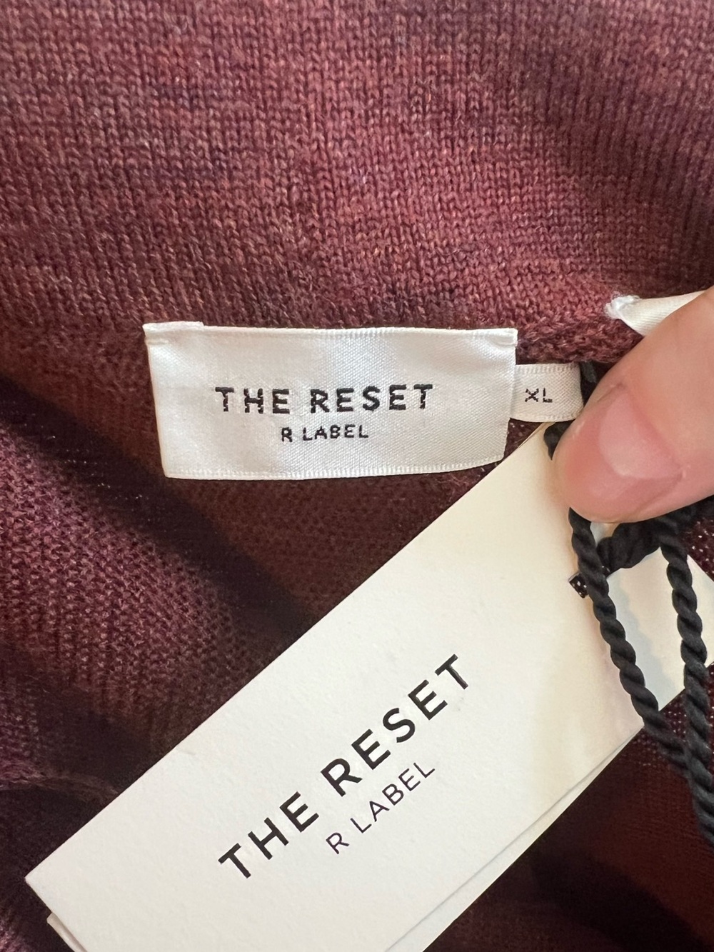 The Reset R Label 100% Wool Essential Knit Pants Wide Leg Burgundy Red Sz XL NWT - Picture 9 of 11